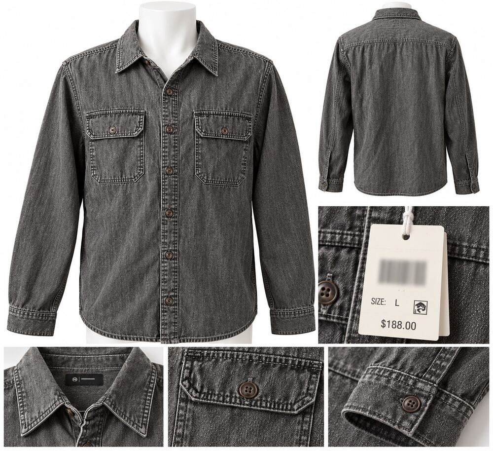AG Los Angeles Men’s Gray Denim Button-Up Shirt – New with Tags